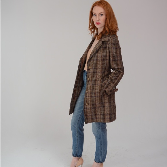 Dolce & Gabbana Brown Tweed Metallic Trench with Leather Detailing - Picture 3 of 14